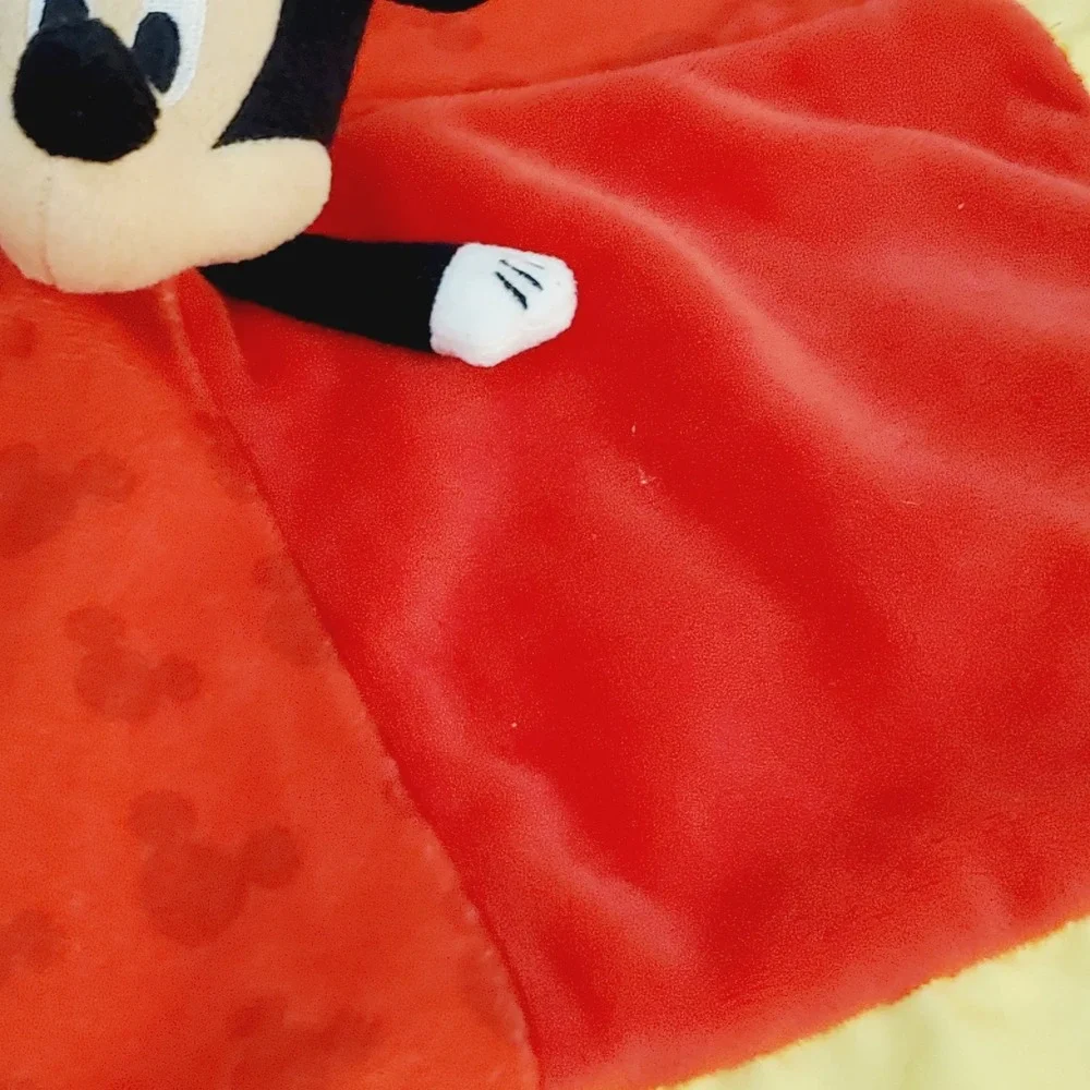 Disney Baby Mickey Mouse Lovey Red Yellow Trim Crinkle Ears Security Blanket 14